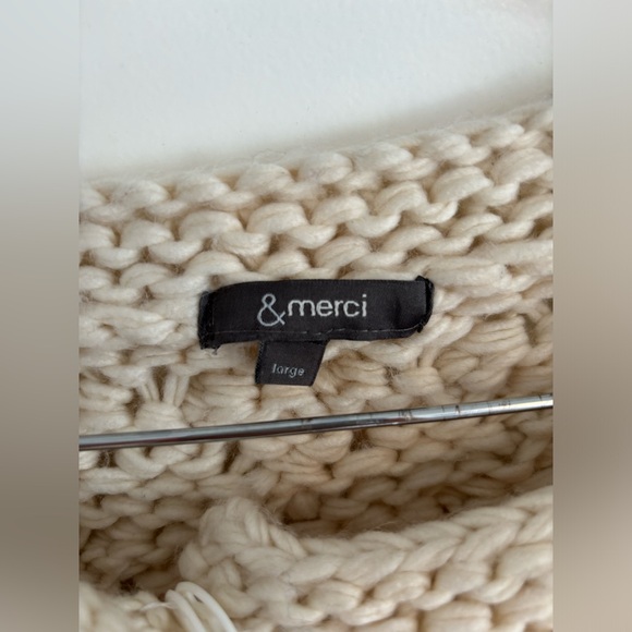 SOLD &Merci Handknit Cardigan Sweater PomPom hearts Boho Oversized Balloon - Picture 6 of 8